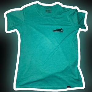 Patagonia Trails Are Everywhere Turquoise Graphic T-Shirt Size S